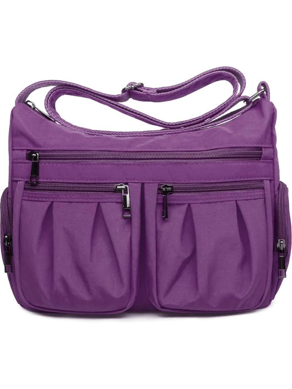 Women's Purple Nylon Crossbody Bag Water Resistant Anti Theft Travel Purse
